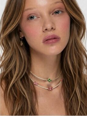 Revolve 8 Other Reasons x Wicked Pink Butterfly Crystal Choker Necklace Set NWT